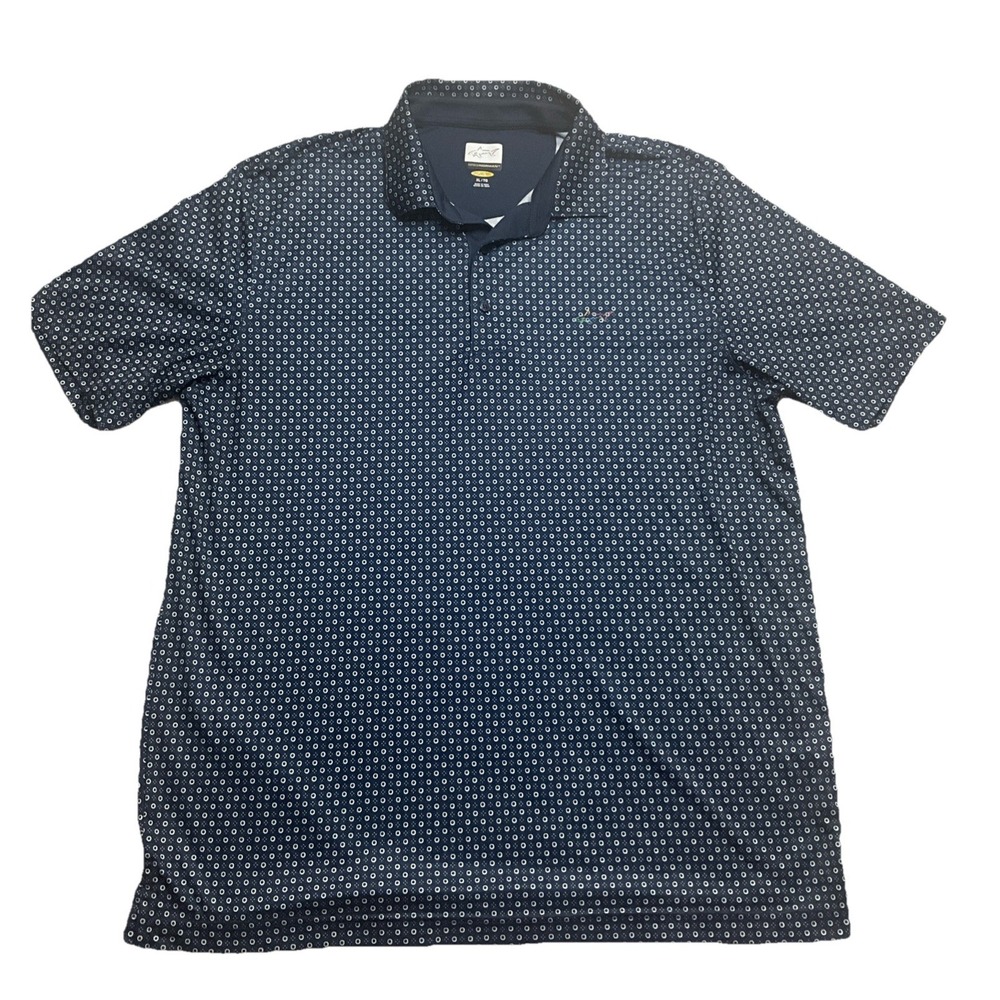 Greg Norman Play Dry Men's Blue Solid Logo Stretch Golf Polo Shirt Size XL